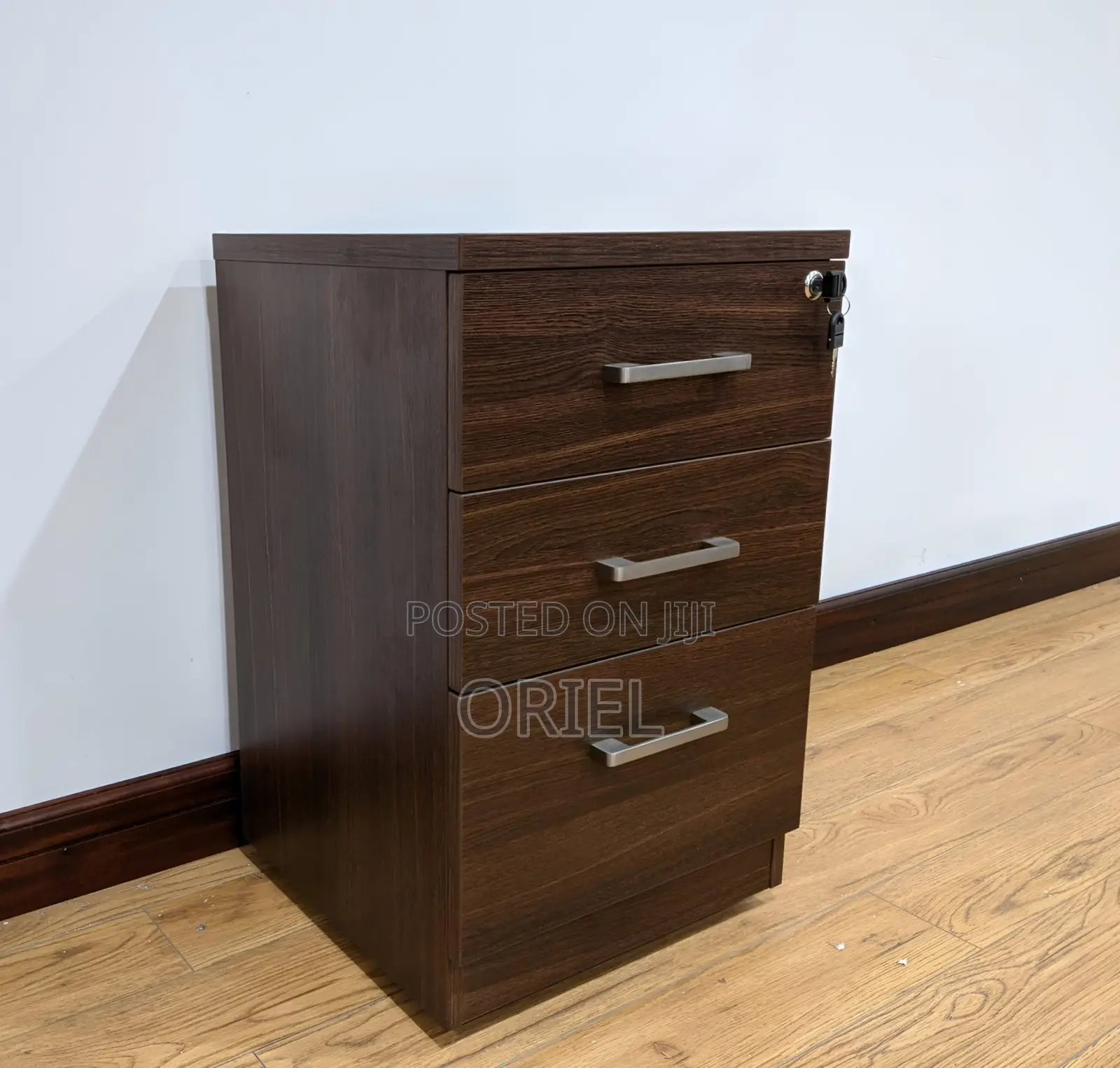3-Drawers Mobile Pedestal Cabinet : Storage Wooden Cabinet