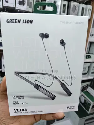 Green Lion Veria Wireless Neck Band Earphones - Black