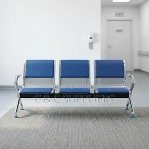 3-Seater Blue Padded Visitor's Bench.