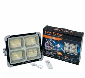 Solar LED Flood Light 4-Panel Remote Control