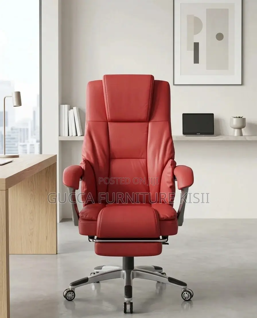 Office Chair; Leather Office Chair With Footrest