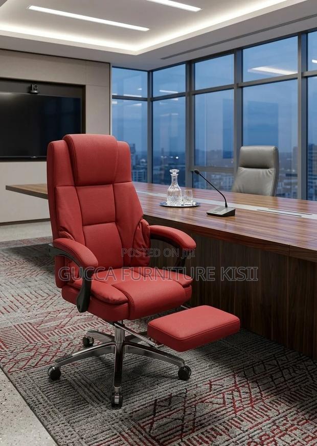 Office Chair; Leather Office Chair With Footrest
