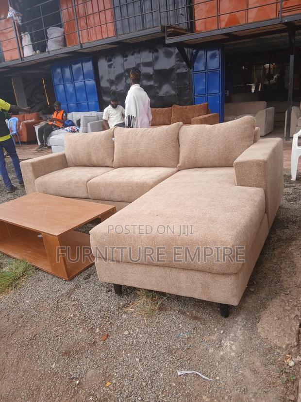 6‐Seater L‐Shaped Beige Sectional Sofa