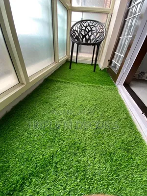 Cozy Balcony Setup Artificial Grass Carpet