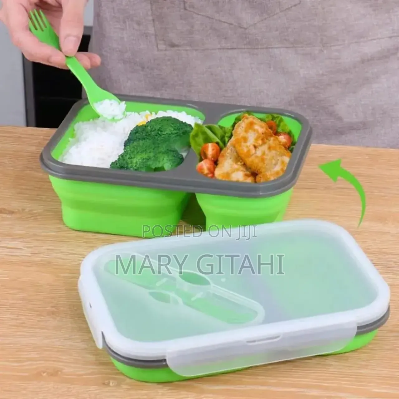 *Foldable Silicone Lunch Box – 2 Compartments*
