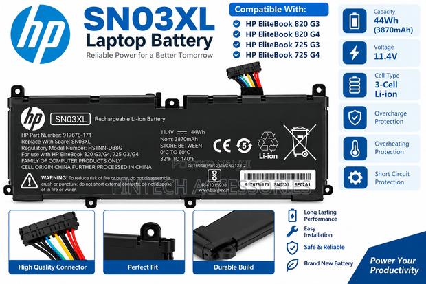 HP SN03XL Laptop Battery for EliteBook 820 G3 G4 725 G3 G4 – 44Wh