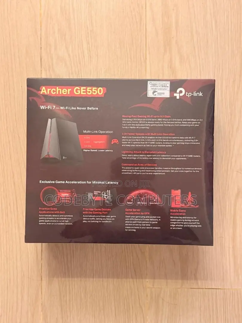 TP-Link Archer Ge550 Be9300 Tri-Band Gaming Wifi 7 Router