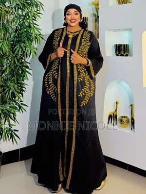 Black Gold Maxi Dress/Classy Abaya for Every Occasion