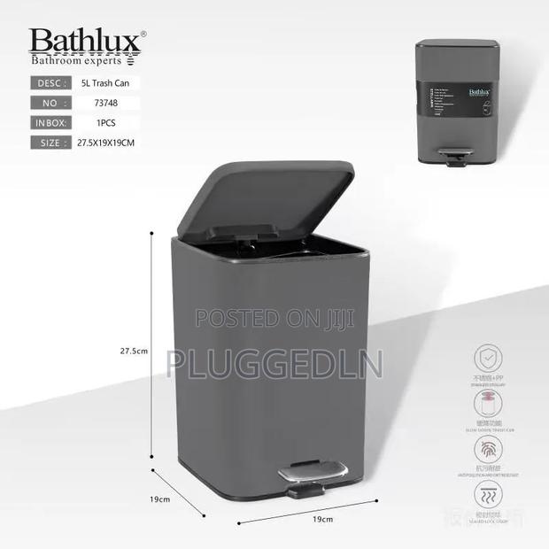 Bathlux 5L Rectangular Pedal Trash Can. - main view