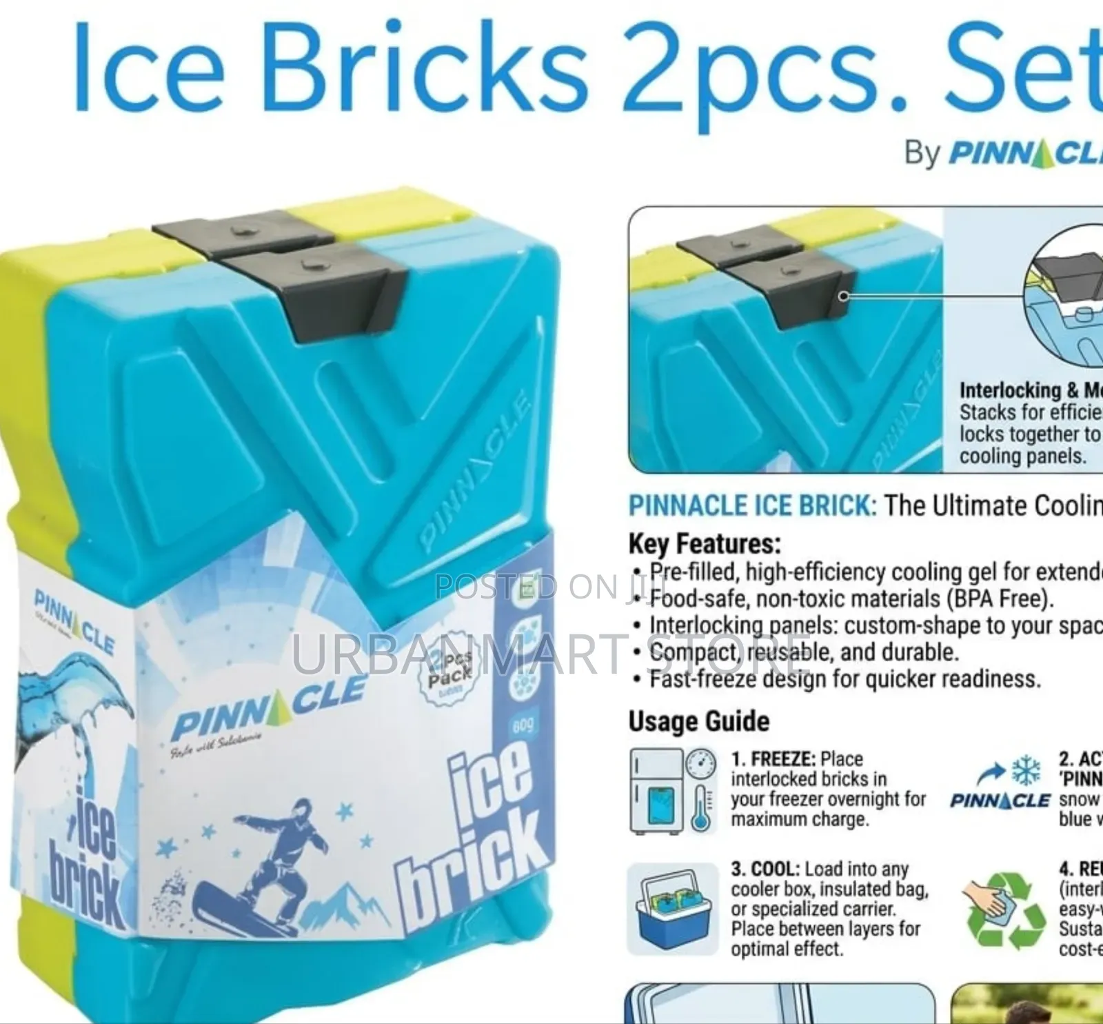 Pinnacle 330ml Cooling Bricks 2 Piece Set, Cooling Bags