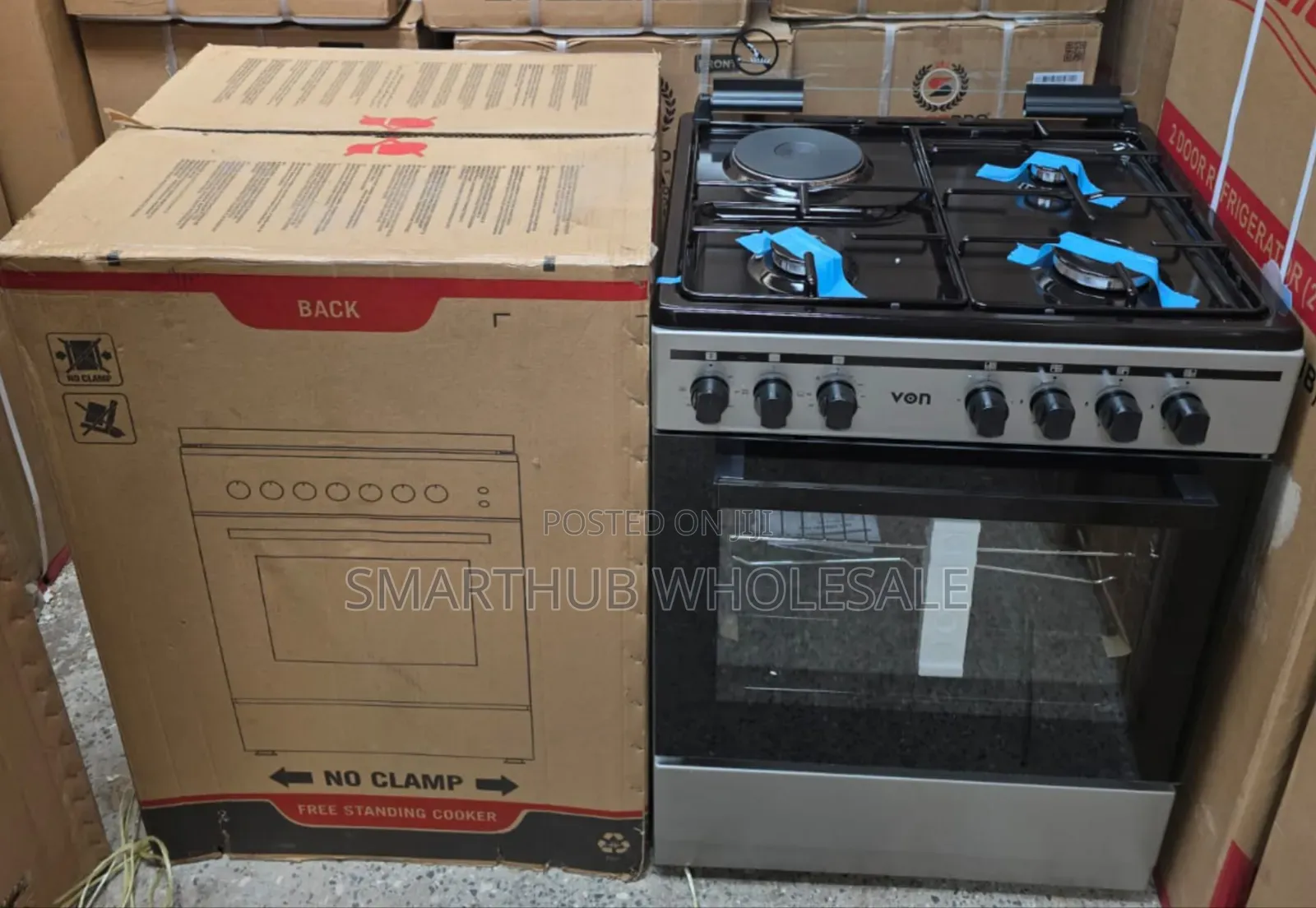 60*60 VON Cooker 3 Gas + 1 Electric Standing Cooker