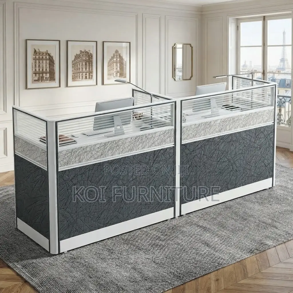 Office Workstation; Two Users Blue Brown MDF Workstation