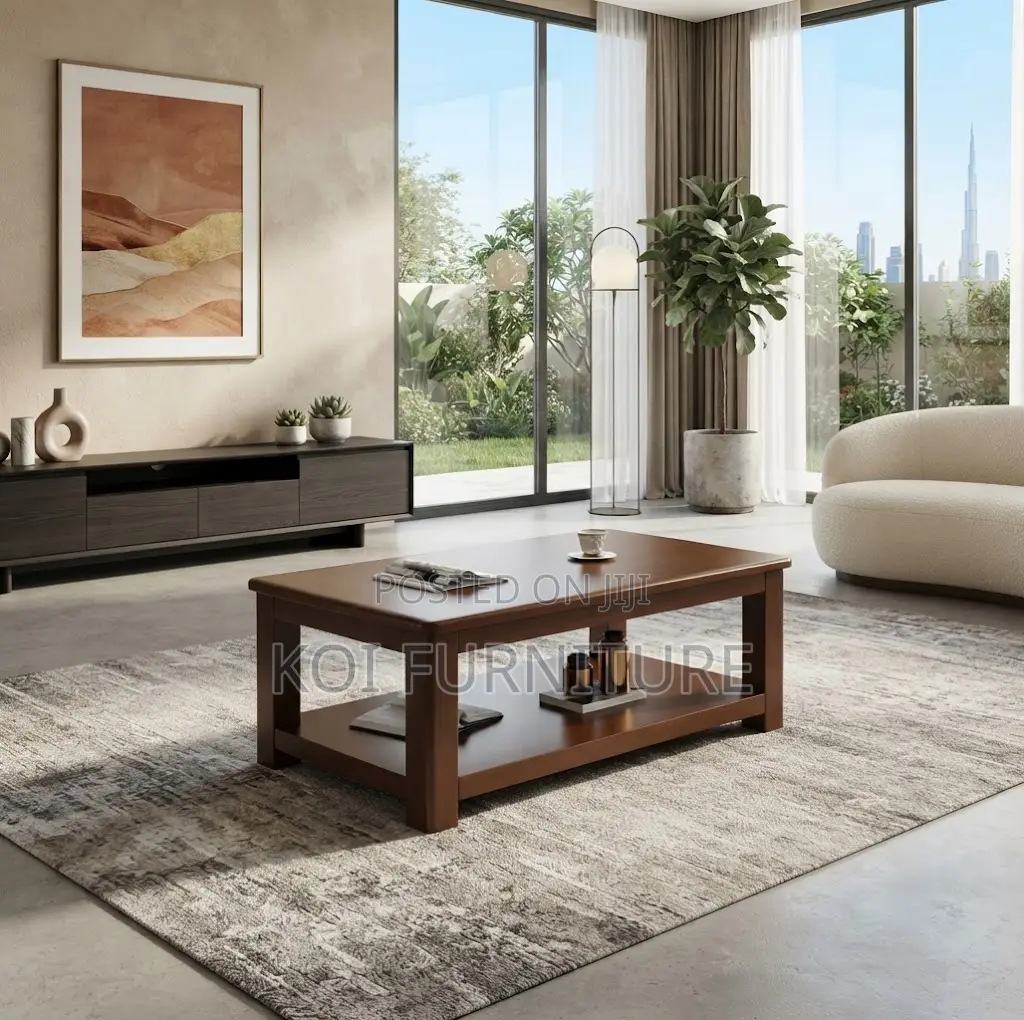 Coffee Table; Brown Polised Executive Home Office Coffee Tables