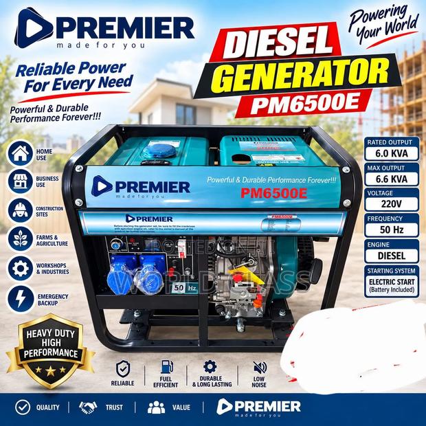 Premier PM6500E Diesel Generator | 6.6 kVA Electric Start - thumbnail 2