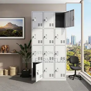 Office Cabinet; Stainless Steel Storage Cabinet With 12 Lock Drawers