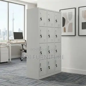 Office Cabinet; Stainless Steel Storage Cabinet With 12 Lock Drawers