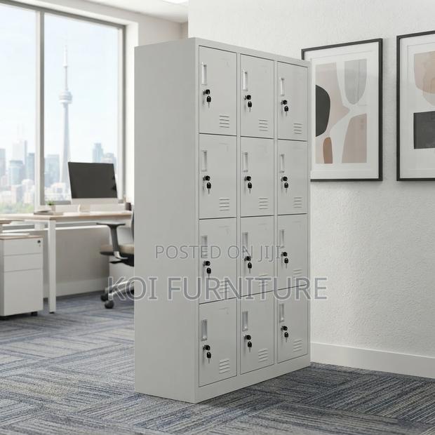 Office Cabinet; Stainless Steel Storage Cabinet With 12 Lock Drawers - thumbnail 2