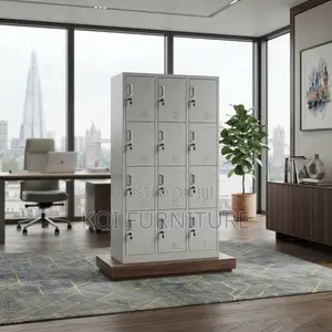 Office Cabinet; Stainless Steel Storage Cabinet With 12 Lock Drawers