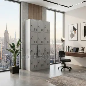Office Cabinet; Stainless Steel Storage Cabinet With 12 Lock Drawers