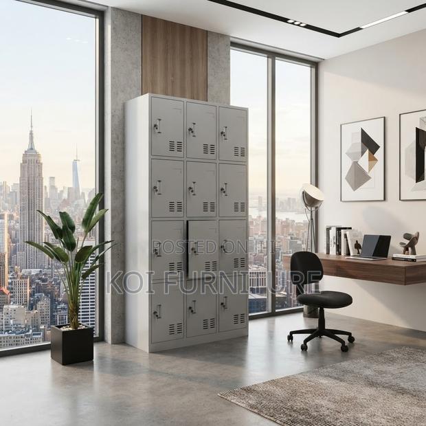 Office Cabinet; Stainless Steel Storage Cabinet With 12 Lock Drawers - thumbnail 4