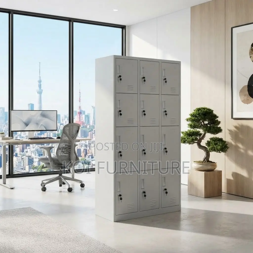 Office Cabinet; Stainless Steel Storage Cabinet With 12 Lock Drawers