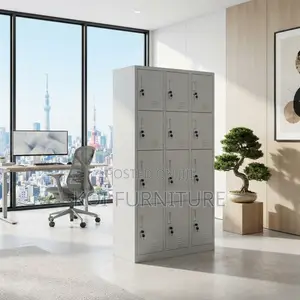 Office Cabinet; Stainless Steel Storage Cabinet With 12 Lock Drawers