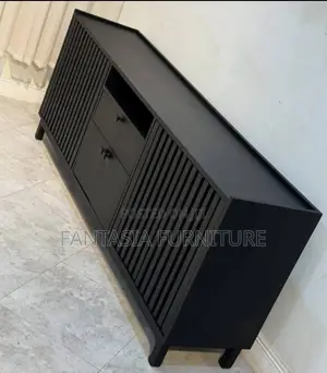 Matte Black Fluted TV Console