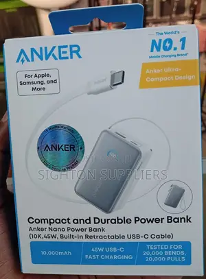 Anker Nano Power Bank (, 45W, Built-in Retractable USB-C Cable)