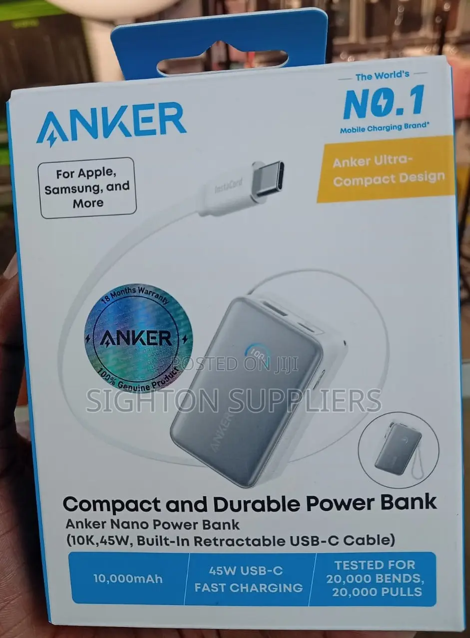 Anker Nano Power Bank (, 45W, Built-in Retractable USB-C Cable)