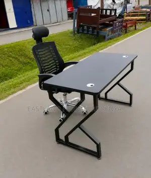Gray Metalic Desk and Chair