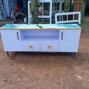 Executive Turquoise Marble-Top TV Console