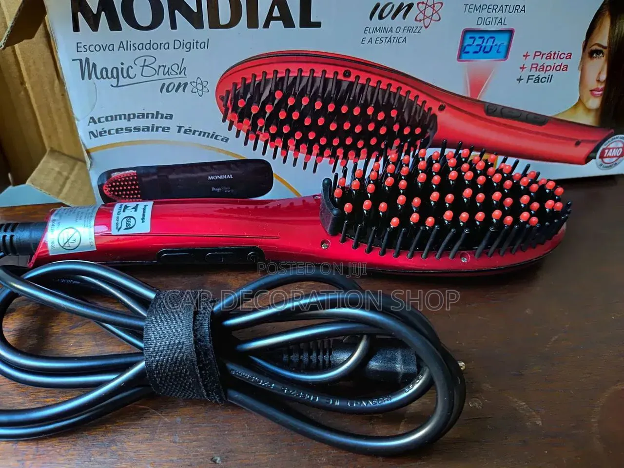 Hair Detangling Electric Heat Styling Red Brush