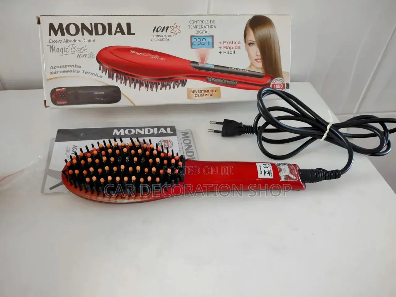 Hair Detangling Electric Heat Styling Red Brush