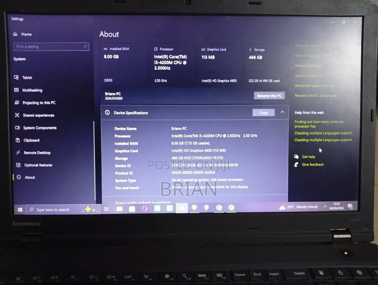 Laptop Lenovo ThinkPad L540 8GB Intel Core i5 HDD 500GB