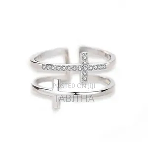 Double Cross Ring Adjustable Silver Gold - Unisex