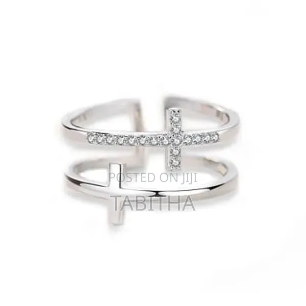 Double Cross Ring Adjustable Silver Gold - Unisex