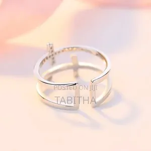 Double Cross Ring Adjustable Silver Gold - Unisex
