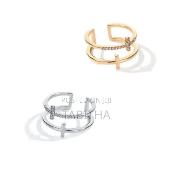 Double Cross Ring Adjustable Silver Gold - Unisex