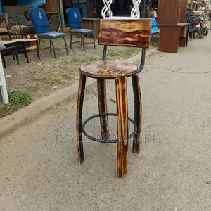 Wooden Stool With Rustic Finish