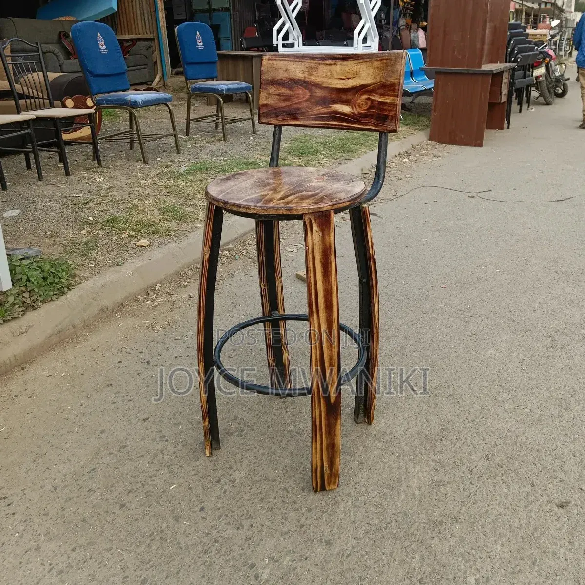 Wooden Stool With Rustic Finish