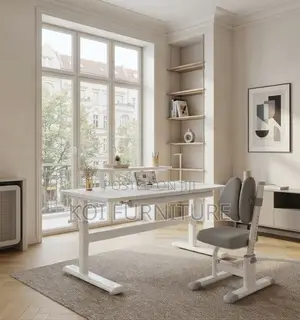 Office Desk; White Manual Adjustable Ergonomic Stand Desk