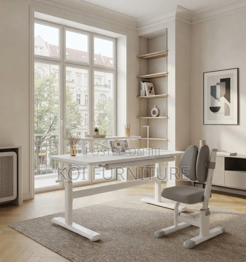 Office Desk; White Manual Adjustable Ergonomic Stand Desk
