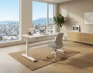 Office Desk; White Manual Adjustable Ergonomic Stand Desk