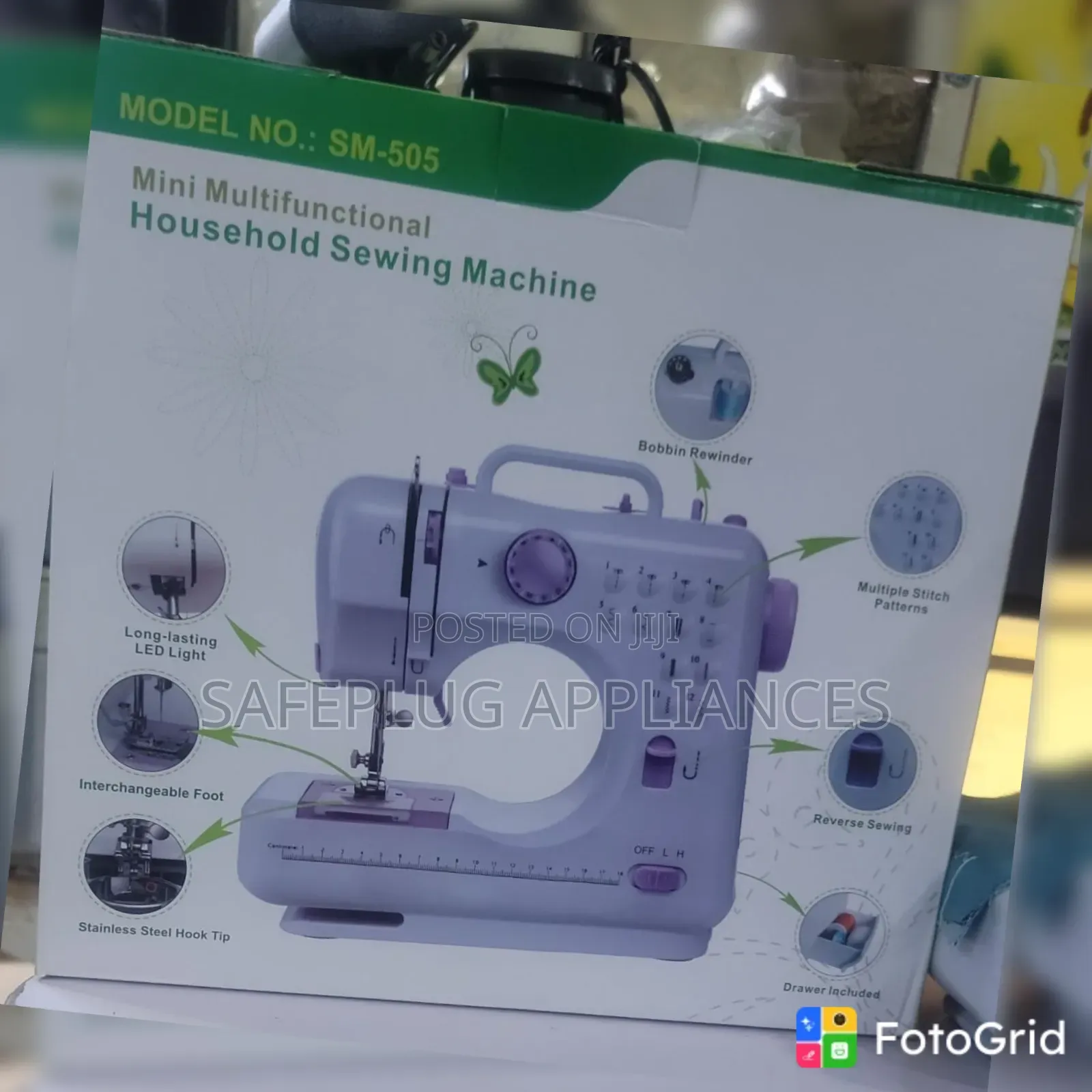 SM-505 Portable Sewing Machine – 12 Built-in Stitches, LED Light