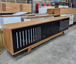 Natural-Finish Wood Black TV Console: Payment on Delivery