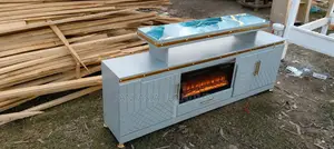 Pure White TV Console With Built-in Electric Fireplace