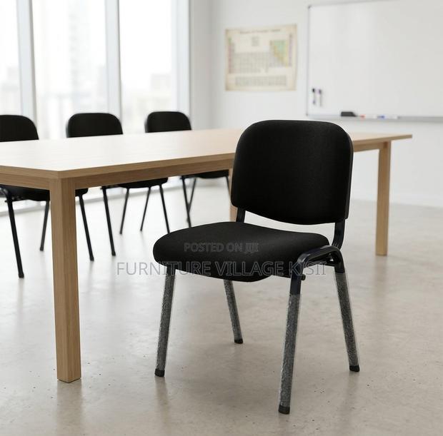 Office Chair; Black Stackable Fabric Visitors Seat - thumbnail 2