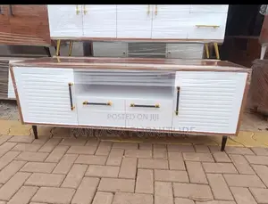 Two-Tone Louvered TV Stand: Payment on Delivery