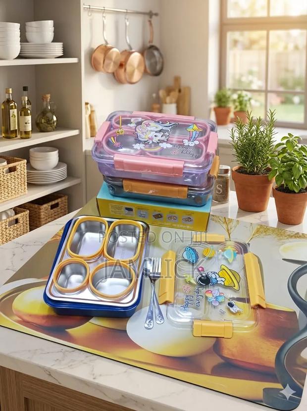 4-Partition Lunch Box With Stainless Steel Inserts - Jf