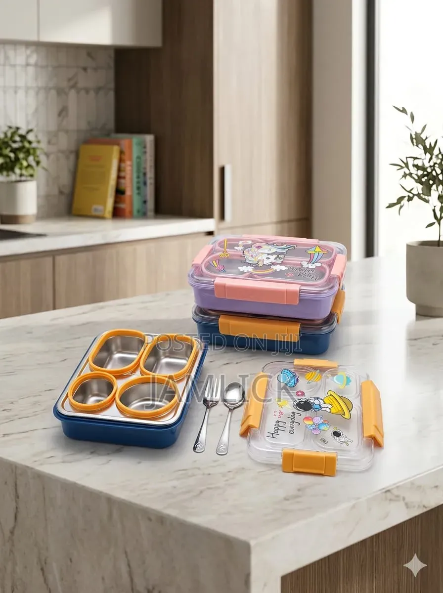 4-Partition Lunch Box With Stainless Steel Inserts - Jf